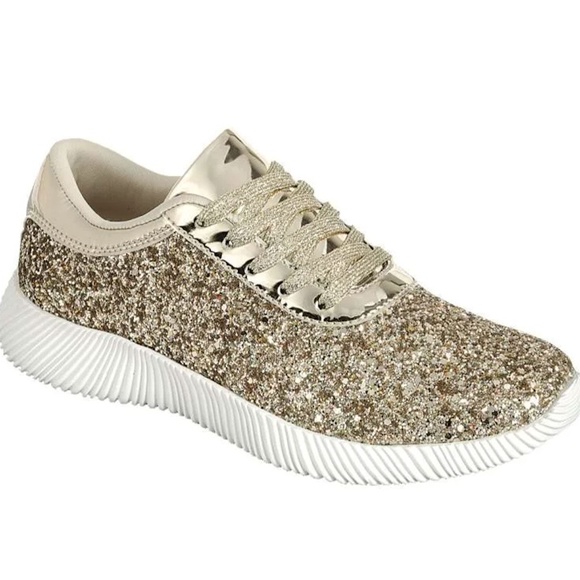 Forever Link Shoes New Womens Gold Glitter Sequins Shoes Sneakers Poshmark